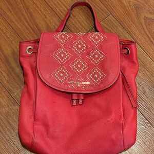 Michael Kors Red Backpack